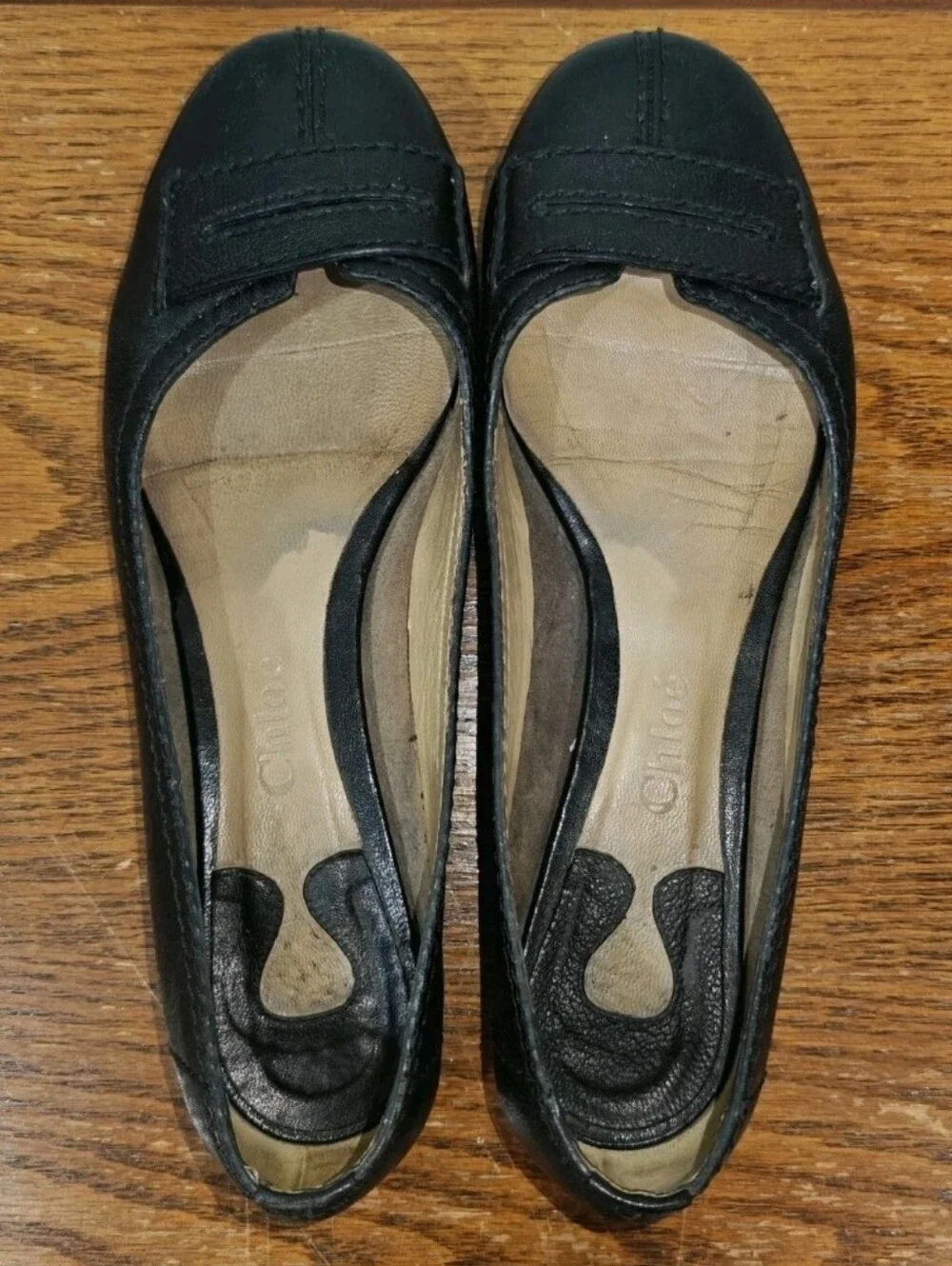 Chloe Black Ballet Flats Leather EU 38 US 7.5 Classic Chloé - Picture 3 of 11